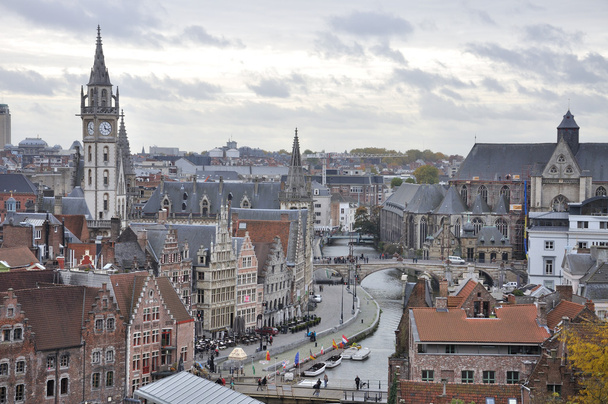 Средневековый город Гент (Гент) вид с воздуха, Бельгия
 - Фото, изображение