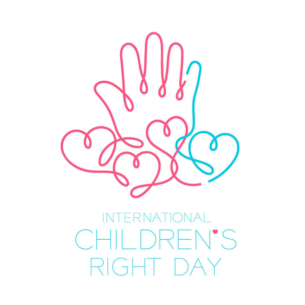 International Children's Right Day logo icon outline stroke set, hand and heart design illustration isolated on white background with copy space, vector eps10 - Vektor, obrázek