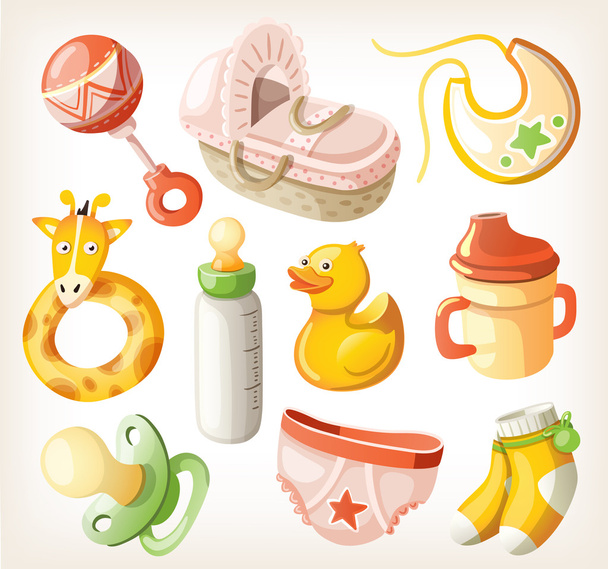 Set de elementos de diseño para baby shower. Ilustración vectorial
. - Vector, imagen