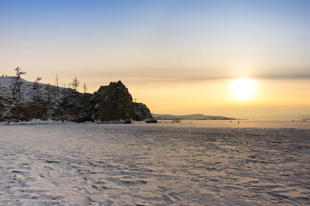 Cape Burkhan (Shaman Rock) on Olkhon Island at Baikal Lake, Siberia, Russia - Фото, изображение