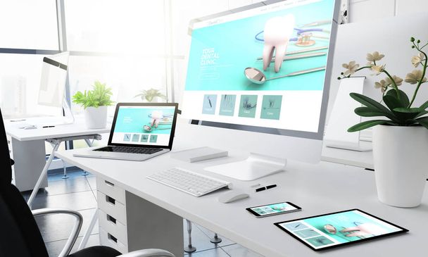 office responsive devices dental clinic 3d rendering - Foto, imagen
