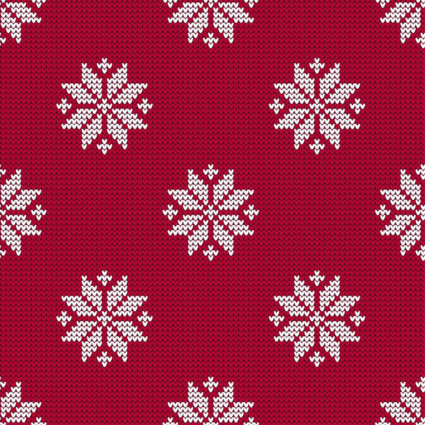 Knitted Norwegian snowflakes. Seamless vector background. Folk motives. Winter pattern. Can be used for wallpaper, textile, invitation card, wrapping, web page background. - ベクター画像