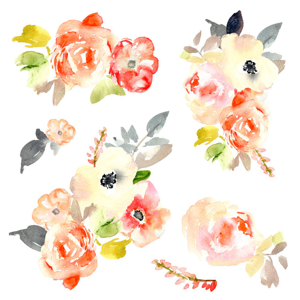 akvarelu květinové pozadí, textury  - Fotografie, Obrázek