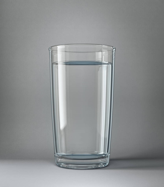 water glass isolated on a grey background. 3d illustration - Foto, afbeelding