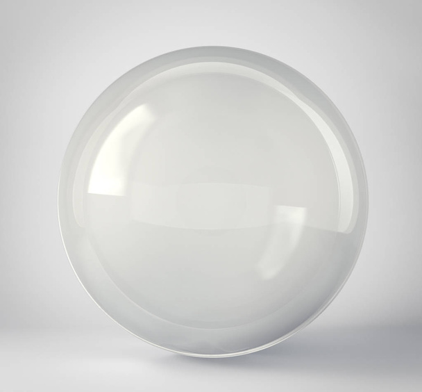 glass sphere isolated on a grey. 3d illustration - Foto, Imagen