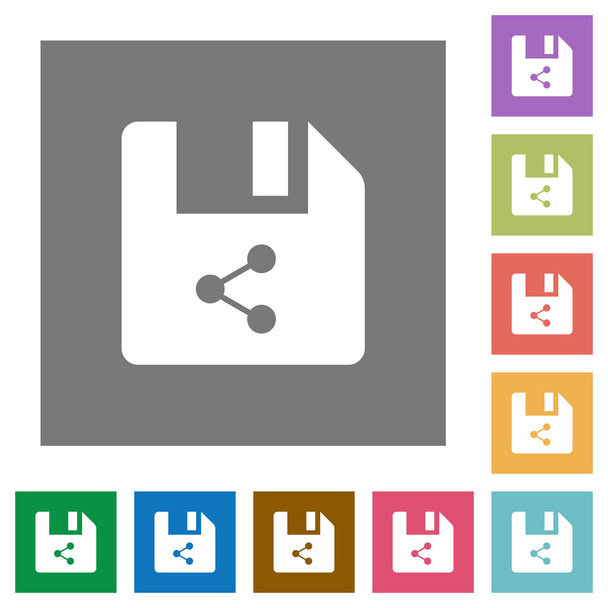 Flat Icons auf einfachen quadratischen farbigen Hintergründen - Vektor, Bild