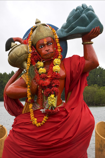 Hinduizm maymun mermer ahşap heykel - Fotoğraf, Görsel