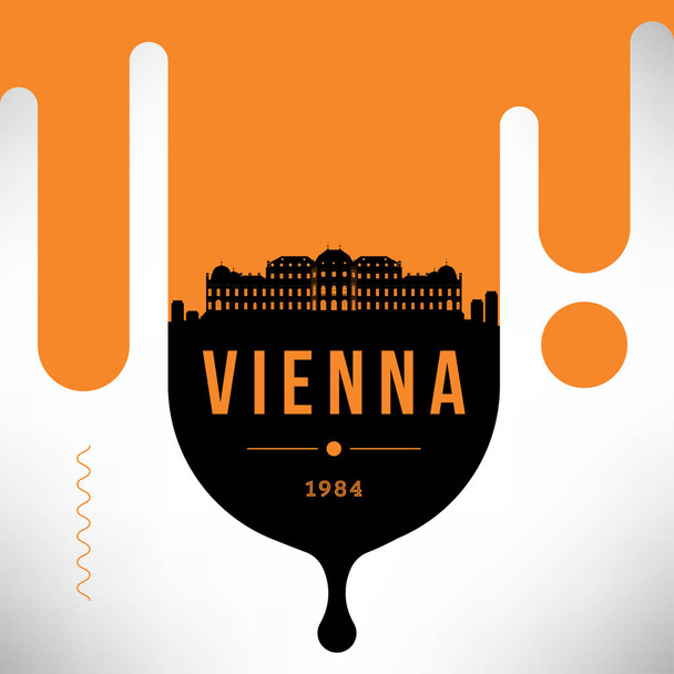 Skyline linéaire de ville minime avec design typographique, Vienne
 - Vecteur, image