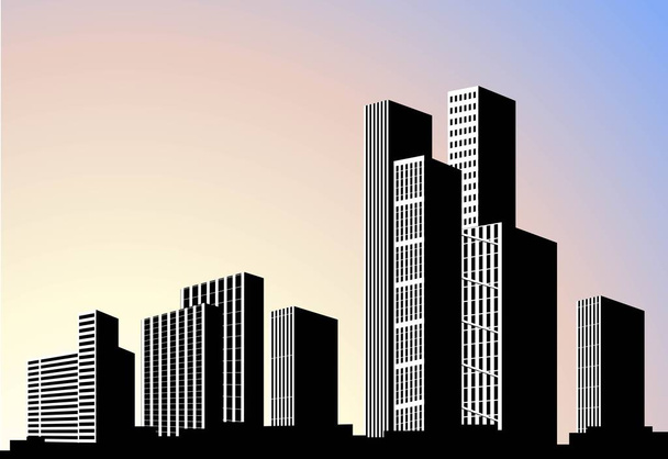 Διάνυσμα φόντο πόλη τοπίο με υψηλή ουρανοξύστες - Διάνυσμα, εικόνα