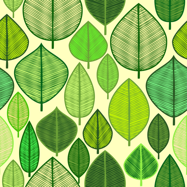 Vector seamless pattern with doodle leaves - ベクター画像