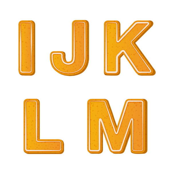 Letras del alfabeto de pan de jengibre de I a M para la Navidad o el diseño de vacaciones de año nuevo, galletas
 - Vector, Imagen