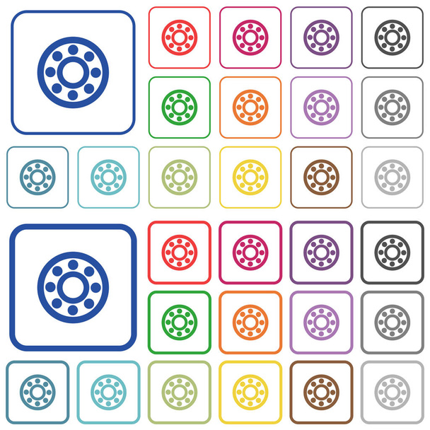 Cuscinetti colore icone piatte in cornici quadrate arrotondate. Versioni sottili e spesse incluse
. - Vettoriali, immagini