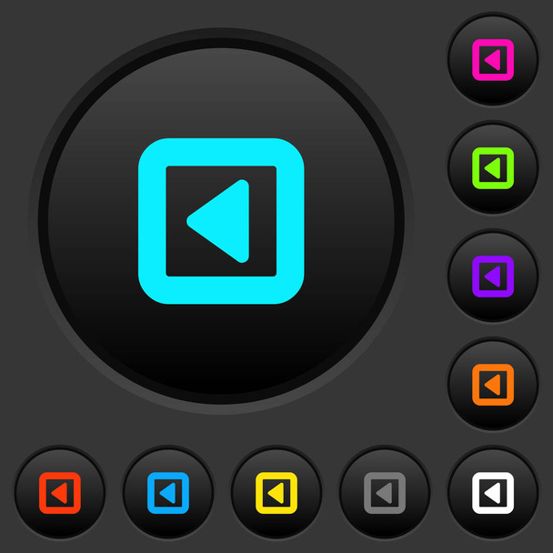 暗い灰色の背景に鮮やかな色のアイコンを左の暗いプッシュ ボタンを切り替える - ベクター画像