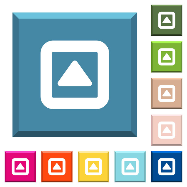 Alternar iconos blancos en botones cuadrados con bordes en varios colores de moda
 - Vector, Imagen