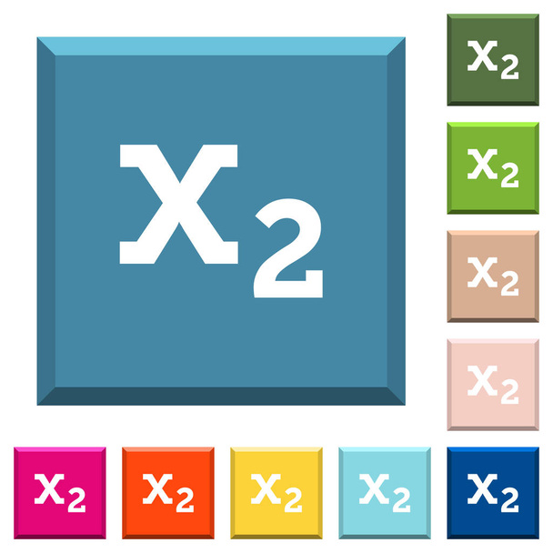 Alsó index fehér ikonok szélű négyzet alakú gombok különböző divatos színben - Vektor, kép