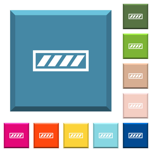 Progress bar white icons on edged square buttons in various trendy colors - Vektori, kuva