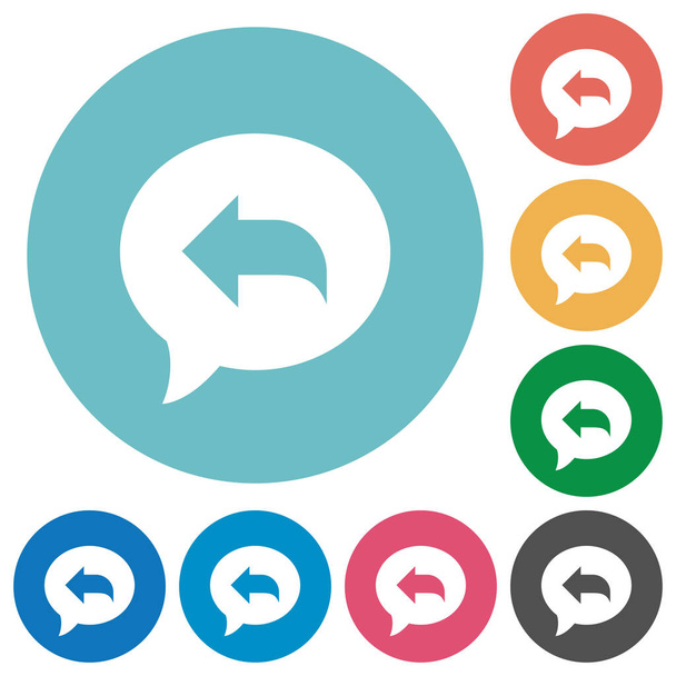 Reply message flat white icons on round color backgrounds - Vector, Image