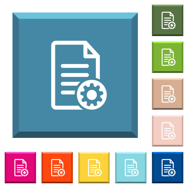 Configuración del documento iconos blancos en botones cuadrados con bordes en varios colores de moda
 - Vector, Imagen