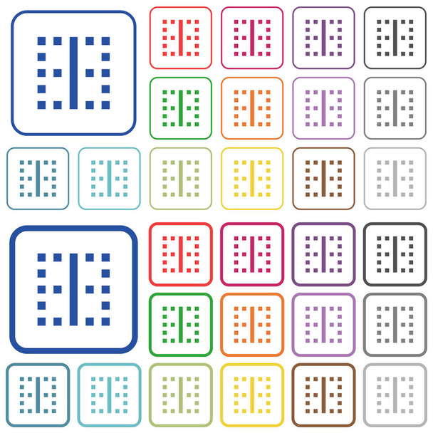 vertikaler Rand Farbe flache Symbole in abgerundeten quadratischen Rahmen. dünne und dicke Versionen enthalten. - Vektor, Bild
