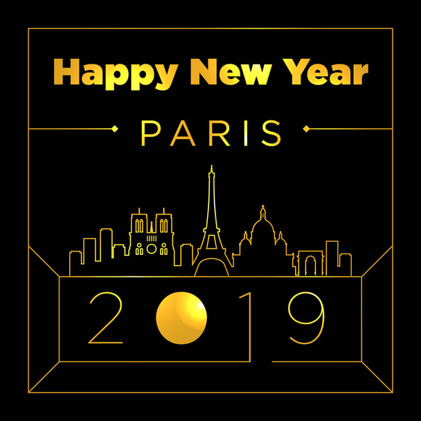 Happy new year colorful card, Paris - Vector, Image