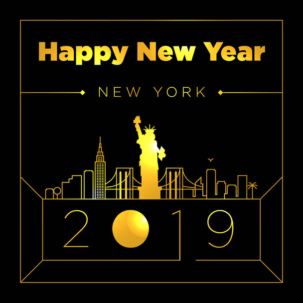 Happy new year colorful card, New York  - Vector, Image