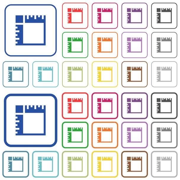 Leinwandlineale färben flache Symbole in abgerundeten quadratischen Rahmen. dünne und dicke Versionen enthalten. - Vektor, Bild