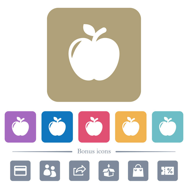 Apple white flat icons on color rounded square backgrounds. 6 bonus icons included - Vector, Image