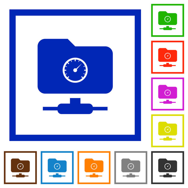 FTP kontyngentu płaski kolor ikony w kwadratowych klatek na białym tle - Wektor, obraz