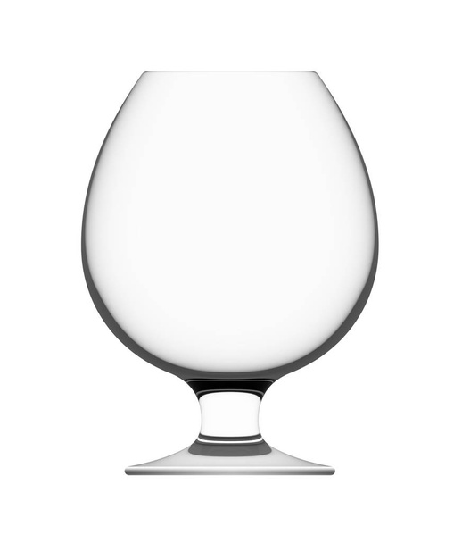 Empty cognac glass isolated on white background, 3D illustration. - Photo, Image