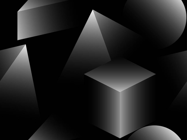 3D pyramis és kockák varrat nélküli mintát. Retro háttér szürke árnyalatok. Izometrikus háromszög és a négyzet a színátmenet. Vektoros illusztráció - Vektor, kép