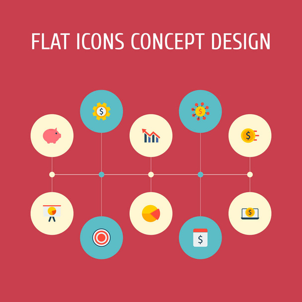Készlet-ból gazdaság ikonok lapos stílusú szimbólumok a pénz áramlását, target, set pénz és más ikonok a webes mozgatható app logo tervezés. - Fotó, kép