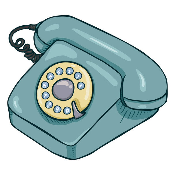 Cartoon Turquoise Retro Style Rotary Telephone - Vector, Image