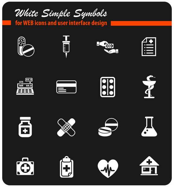 loja de drogas conjunto ícone branco
 - Vetor, Imagem