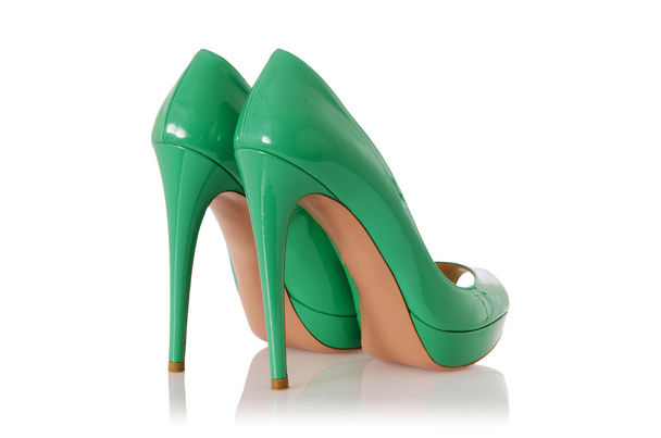 Mujer zapatos verdes aislados en blanco
 - Foto, imagen