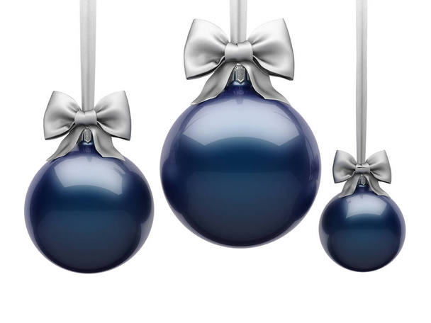 3D Rendering Dark Blue Christmas Ball on White Background - Foto, immagini