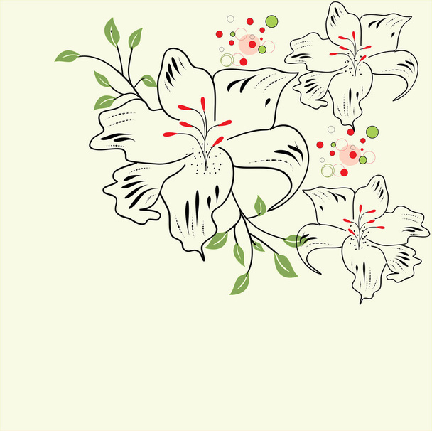 エレガントなレトロな抽象的な花柄のデザインで、グリーンの花のヴィンテージの招待状。ベクトル図 - ベクター画像
