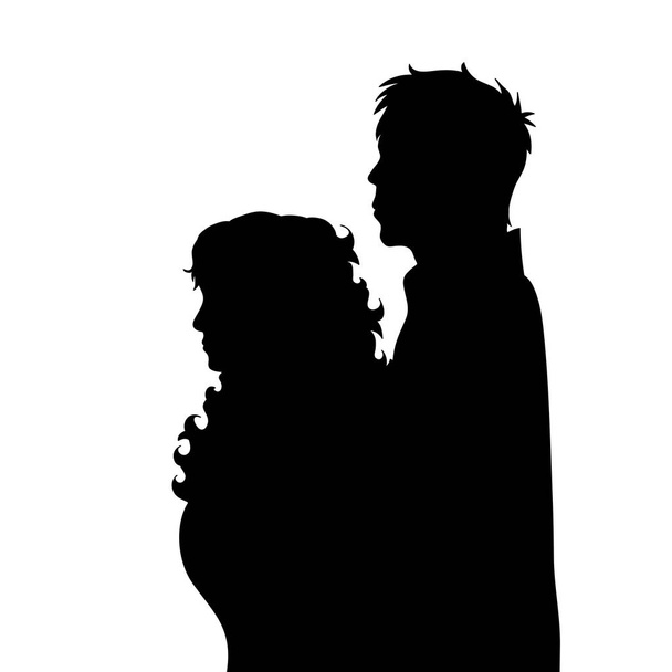 Vektor Silhouette des Paares auf weißem Hintergrund. - Vektor, Bild