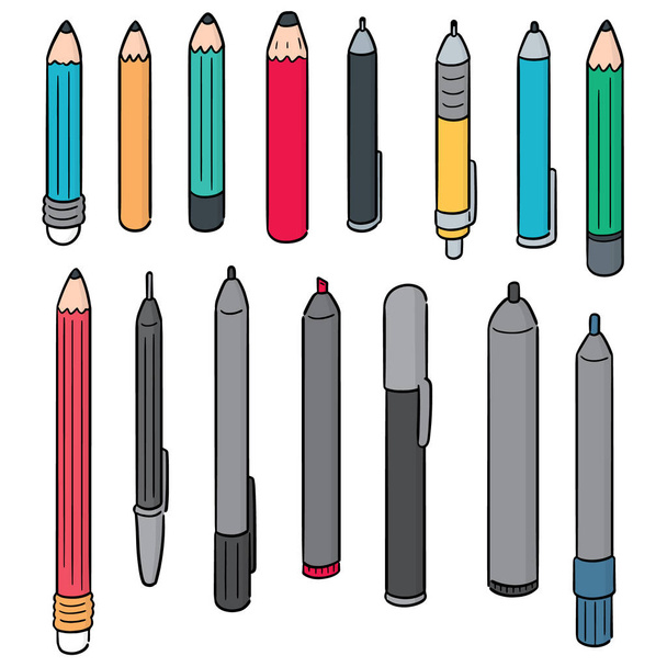 Σύνολο διανυσμάτων στυλό και μολύβι - Διάνυσμα, εικόνα
