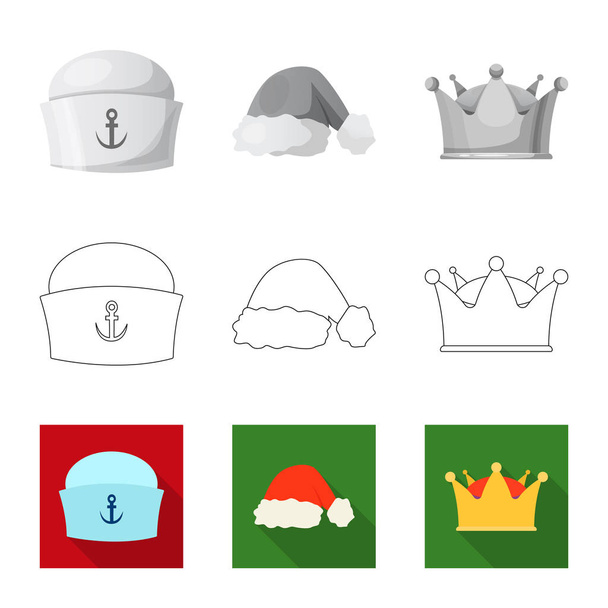 Isolated object of headgear and cap symbol. Collection of headgear and headwear vector icon for stock. - Vecteur, image