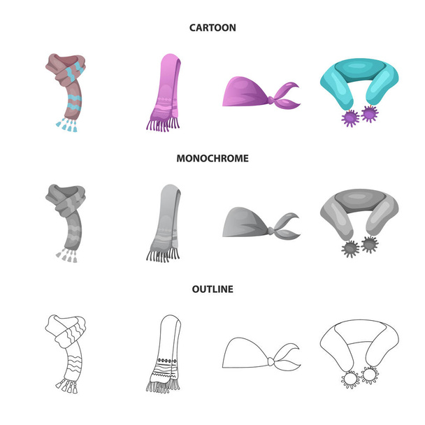 Design vettoriale dell'icona sciarpa e scialle. Set di sciarpa e accessori stock vettoriale illustrazione
. - Vettoriali, immagini