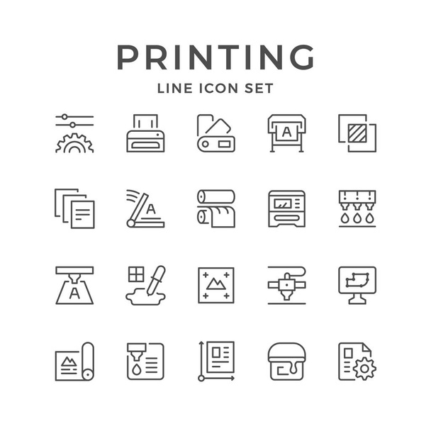 Set lijn iconen van afdrukken - Vector, afbeelding