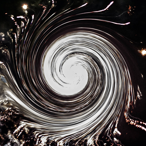 resumo representação de um aglomerado branco de estrelas ou galáxia no espaço na forma de uma espiral. A estrutura conceitual é composta por diferentes luzes e cores e resulta em um padrão único e textura
. - Foto, Imagem