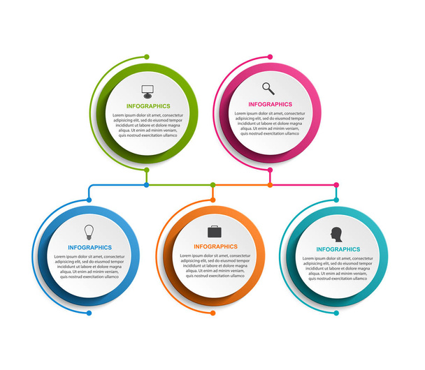 Infograafinen suunnittelu organisaatio kaavio malli yritysten esityksiä, tietolippu, aikajanan tai web design. - Vektori, kuva
