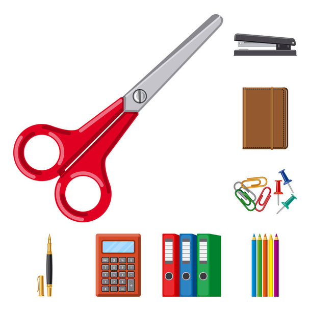 Isolated object of office and supply symbol. Set of office and school stock symbol for web. - Vector, Imagen