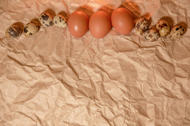 Easter eggs  on crumpled  kraft paper - Photo, Image