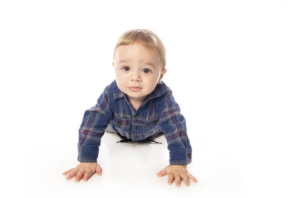 A Cute Little Boy Isolated on the White Background. - Foto, immagini