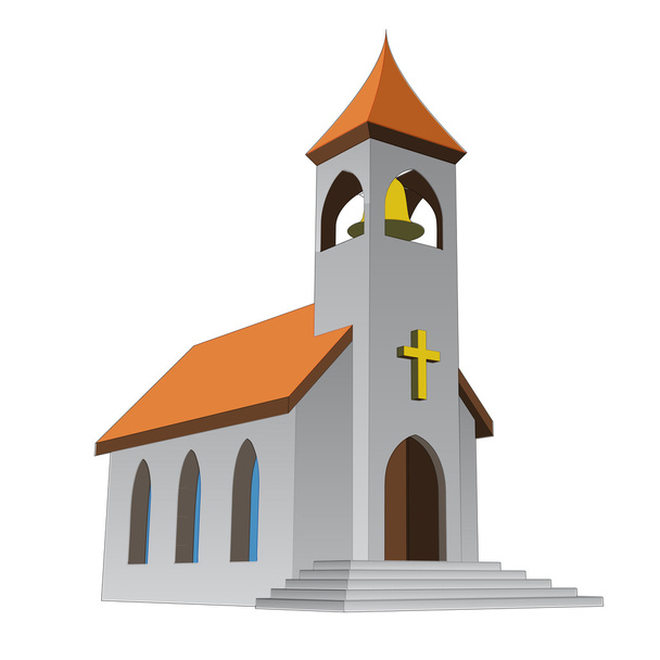 αγροτική απομονωμένες εκκλησία για τους καθολικούς με κουδούνι διάνυσμα - Διάνυσμα, εικόνα