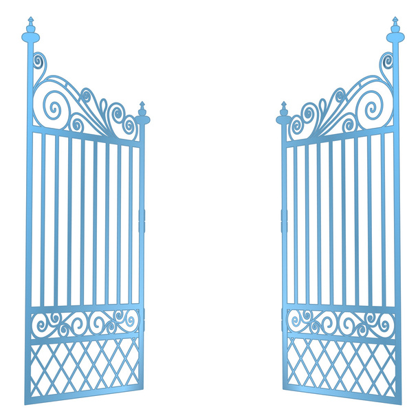 isolato in acciaio decorato barocco vettore cancello aperto
 - Vettoriali, immagini