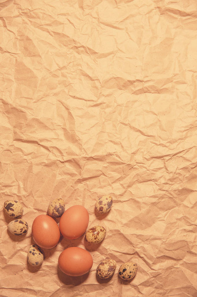 Easter eggs  on crumpled  kraft paper - Valokuva, kuva
