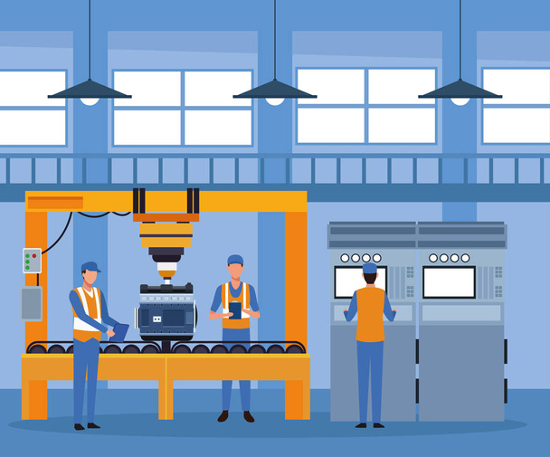 Worker on car factory - Vector, Image